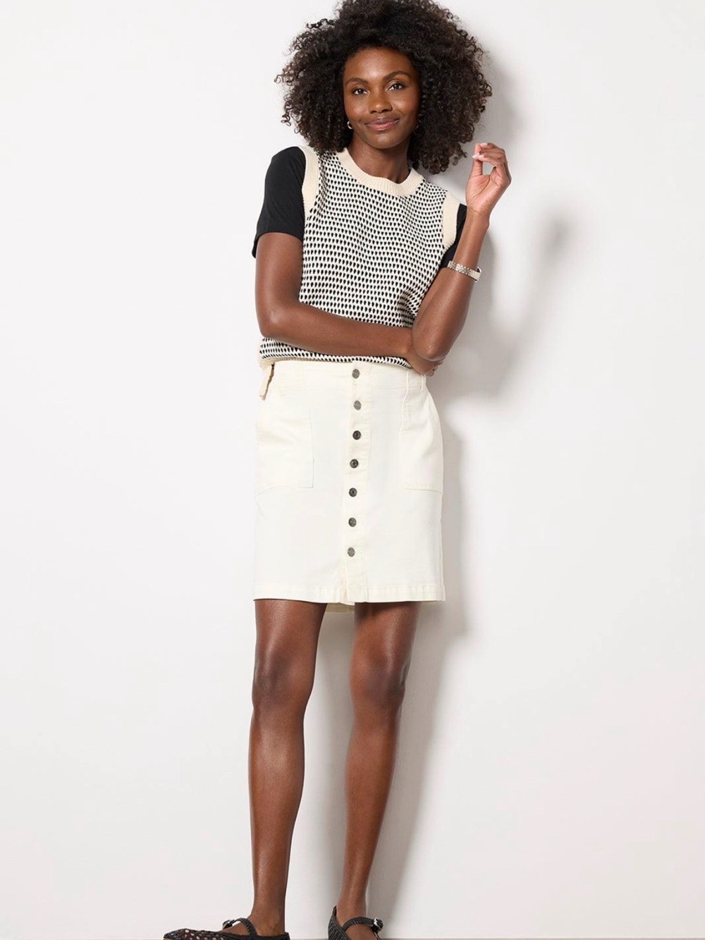 Title: KUT from the Kloth Journee Utility Skirt White Ivory Button Front Size 4